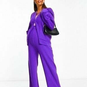 NWT The Frolic Maternity soft ribbed cardigan in purple set coord size 6 US